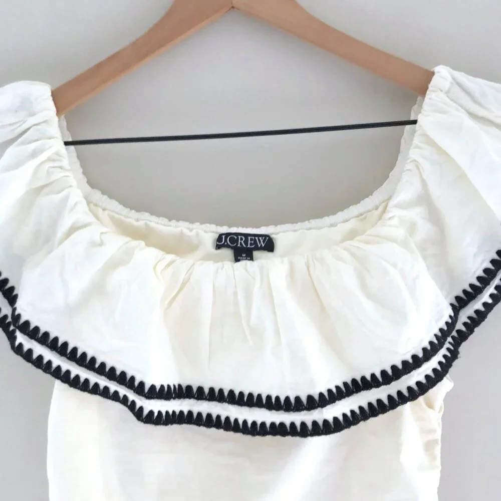 SOLD☀️J.Crew Off-the-shoulder ruffle top in stretch cotton blend - Picture 2 of 5